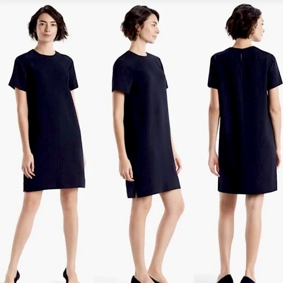 MM Lafleur Dresses & Skirts - MM LaFleur (S) Lucille Navy Blue Pinstripe Dress Short Sleeve Carolyn B Kennedy